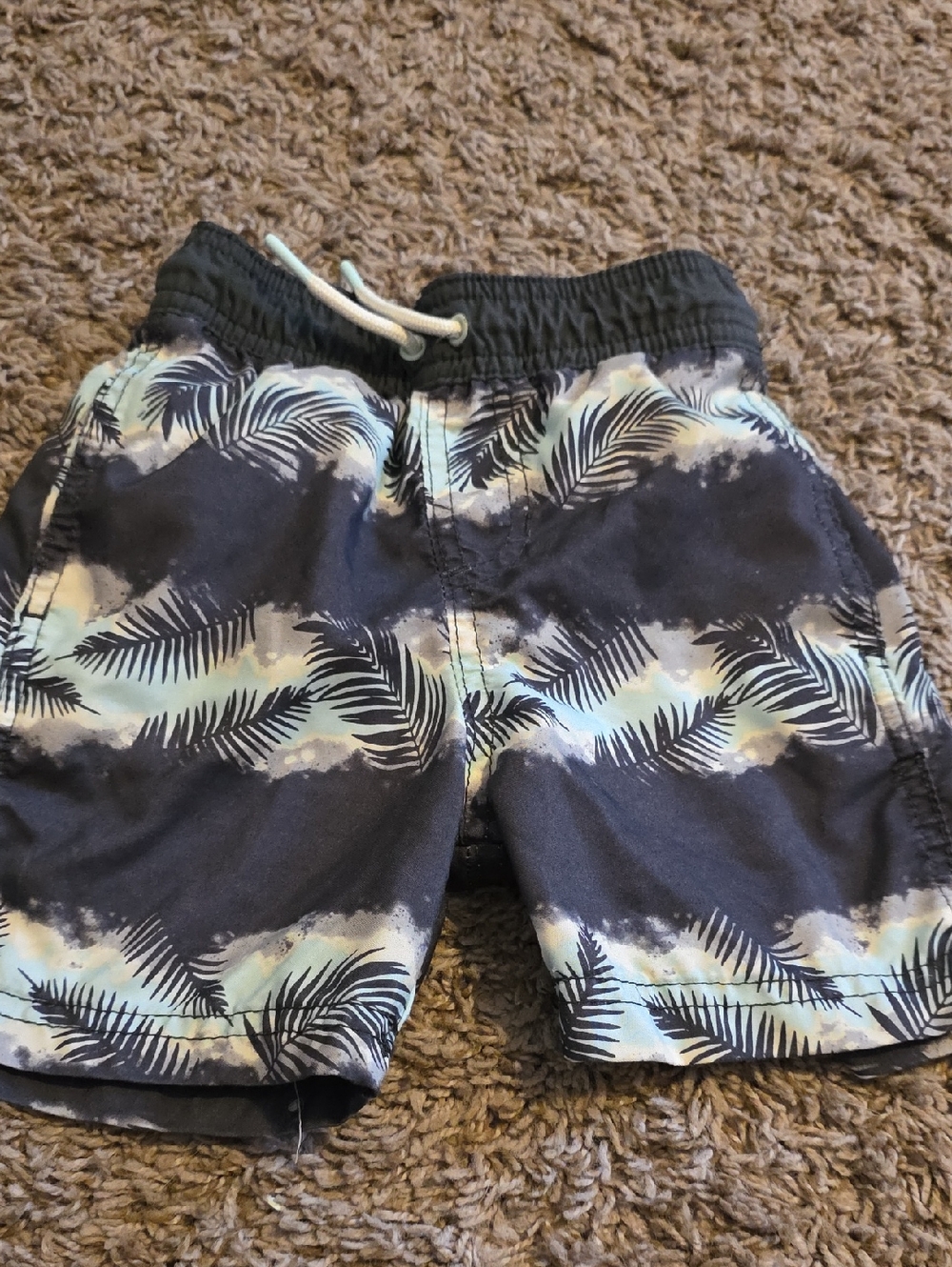 Cat & Jack Navy and Light Blue Palm-Print Swim Shorts